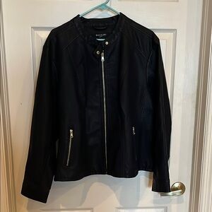 % Baccini Black 3X Leather look Polyurethane Jacket with Sleek Minimalist Style